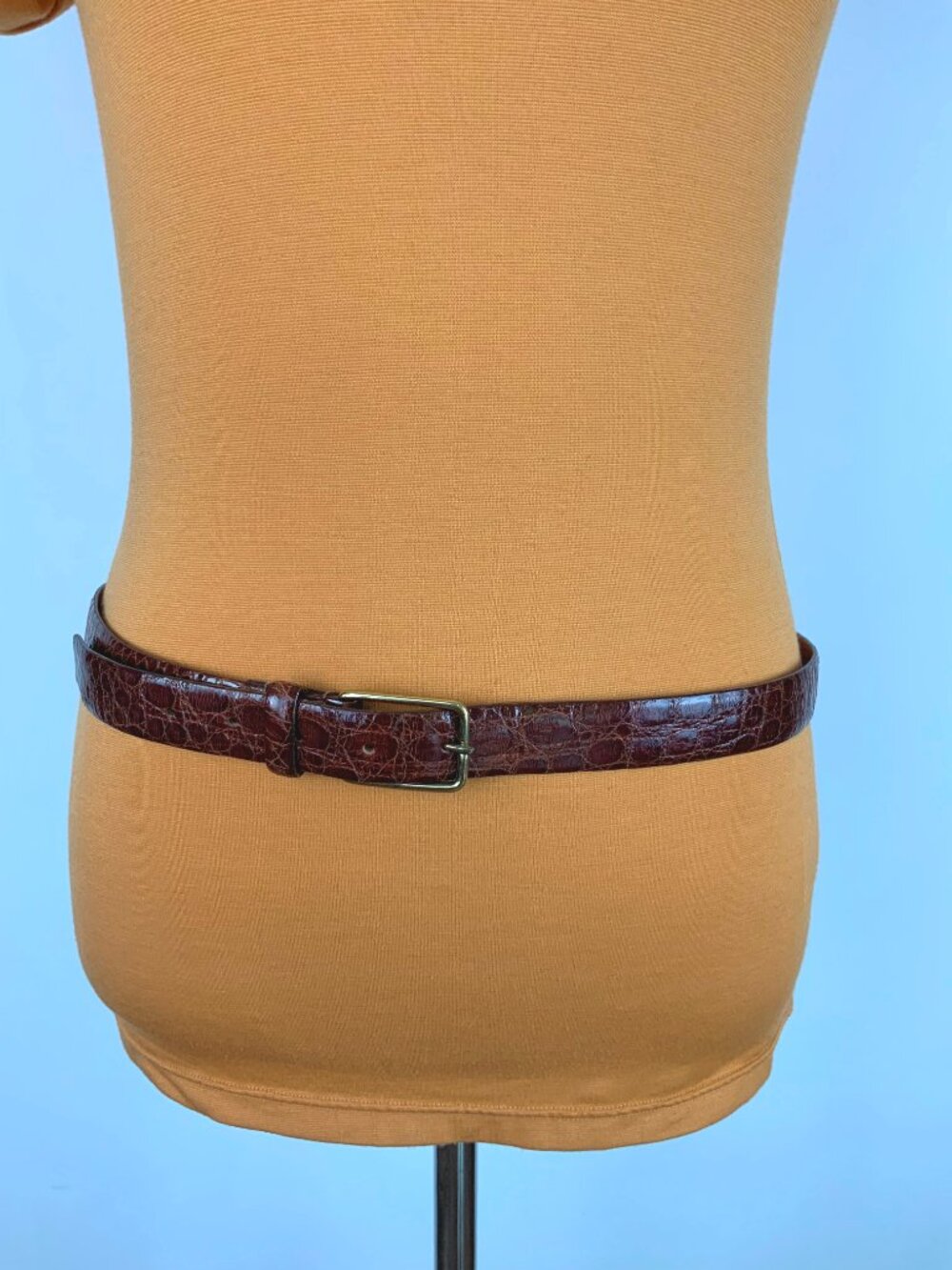 Genuine Alligator Men's Brown Belt with Gold-Tone Buckle Sz 36 - Picture 14 of 16